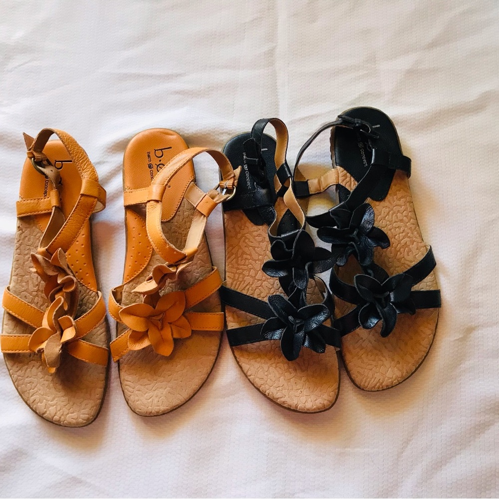 b.o.c. Women's Floral Sandals -‎ Black and Yellow LOT